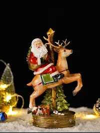 在飛比找樂天市場購物網優惠-圣诞节装饰创意发光摆件可爱姜饼圣诞老人驯鹿雪人音乐盒节日礼物