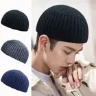 Elastic Knitted Cap Brimless Melon Beanie Cap Hip-Hop Vintage Dome Hat Winter