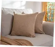 Set of 2 Linen Throw Pillow Cases Solid 18" x 18" (Pack of 2) Natural Linen