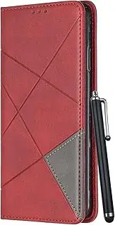 LEMORRY Case for Samsung Galaxy S10e Cover Case Premium Leather Flip Wallet Case with Card-Slots Holder Magnetic-Closure Kickstand Bookstyle Case for Galaxy S10e (G970F), with Stylus Pen (Red)
