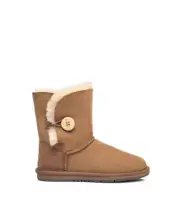 Ugg AS Women Men Boots Genuine Sheepskin Wool Short Button Boots Water Resistant