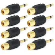 8x 3.5mm 1/8" TS Mono Male to RCA Female Audio Adapter Connector Converter Gold