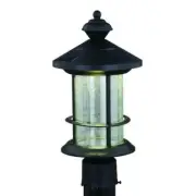 15" Black Light Sensor Pathway Garden Solar LED Post Light Seeded Glass Shade