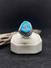 Native American Navajo king man turquoise Sterling Silver Ring Size 6