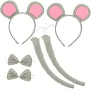 [Healeved] 2 Sets Plush Mouse Headband Collar Tail Set for Sensory Cosplay for Girls' Parties Fashion Shows