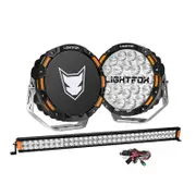 LIGHTFOX OSRAM 9inch LED Driving Lights + 40 inch Dual Row LED Light Bar + Wiring Kit