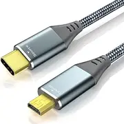 USB C to Micro HDMI Cable 3ft, 4K 60Hz 18Gbps Braided Aluminum for USB C Devices- Samsung Freestyle/ASUS XG17AHP/M80B/Odyssey G8 OLED, Portable Monitor (Source-to-Display)