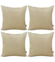 Throw velvet pillow covers 20x20 Inches (50x50cm) Beige Color 4 Pack