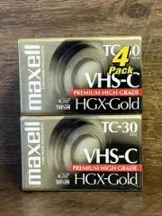 Maxell HGX-Gold TC 30 VHS C High Grade Camcorder Blank Cassette Tapes 4 Pack
