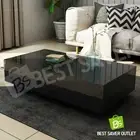 Modern 120cm Coffee Table 4 Storage Drawers High Gloss Wooden Furniture Black