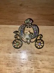 Cinderella Pumpkin Carriage Aurora Borealis Crystal Brooch Pin