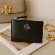 Tory Burch Britten Soft Zip Card Case 162990 DARK MAHOGANY