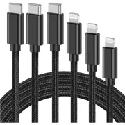 [3 Pack] Super Fast iPhone Lighting USB-C Charger, Rapid Braided Type C Charging Cord for iPhone 14 13 12 11 Pro Max Plus Mini XR XS X 8 iPad Airpods