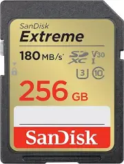 SanDisk 256GB Extreme SDXC UHS-I Memory Card - C10, U3, V30, 4K, UHD, SD Card -.