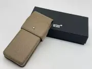 MONTBLANC BEIGE LEATHER LEGRAND FLIP FLAP 3 PEN POUCH NEW 100% GENUINE ~$495
