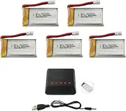 5PCS 3.7V 600mAh Lipo Battery with 5 in 1 Charger for Syma X5C X5C-1 X5A X5 X5SC X5SW H5C V931 S5C S5W SS40 FQ36 T32 T5W H42 Remote Control Drone