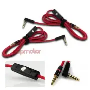 2X 4FT 3.5MM AUX REPLACEMENT CABLE RED W/CONTROL TALK IPHONE 5 4S 4 IPOD CLASSIC