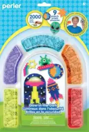 DIY Perler Glow in the Dark Space Planet Spaceship Kids Fused Bead Ironing Kit