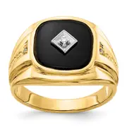 Solid 14k Yellow u0026 Rhodium AA Simulated CZ Men's Ring
