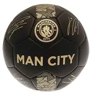 Manchester City FC Phantom Signature Football (UK Size: 1) (Matt Black/Gold)