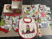 PETER ALEXANDER BABY XMAS GRINCH PJ SET PLUS BONUS GRINCH BIB BNIB SZ 3-6 MTHS