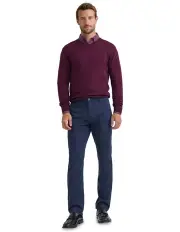 [Oxford] Basic V-Neck Pure Wool Pullover in Wine