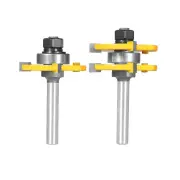 2pcs Router Bit Tool Set With Adjustable 1/4 Inch Shank Wood Milling With 45 Degree Lock Miter Router Bit T Shape 3 Teet