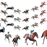 Boao 4 Pcs Horse Racing Banner Horse Race Run for the Roses Streamer Kentucky Horse Derby Garland Banner for Racing Theme Birthday Baby Shower Wedding Party Decoration, Pre-assembled (Classic Style)