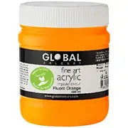 Global Colours Acrylic Paint Zero VOC 500mL Fluro Orange