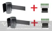 WALL MOUNT STANCHIONS, 2 PCS PACKAGE AISLEWAY 156" BLACK BELT, VIP CROWD CONTROL