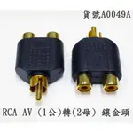 A0049A(1公2母)RCA AV*1公(轉)RCA AV*2母(轉接頭)AV端子線/訊號線/喇叭線/影音/音響/電腦