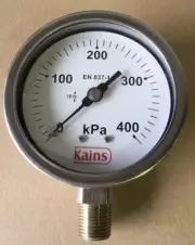 Pressure Gauge, Kain, 65mm Dia, 1/4" BSP All Stainless Steel 0/2500 kPa