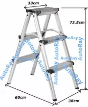 New 3 Step Folding Ladder Stool Aluminum Frame Portable Anti Slip 73cm High