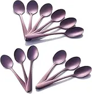 Buyer Star 12-Pieces Purple Teaspoons Dessert Spoons 5.5-Inch Sugar Spoons Stainless Steel Mini Coffee Spoons