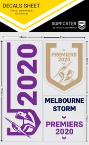 Melbourne Storm NRL 2020 Premiers Premiership 3 Logo Decals Stickers