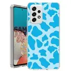 For Samsung Galaxy A23 5g A52 A53 TPU Case Cover+Glass(Cow Skin Cyan)