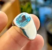 Natural Topaz Square Cut Topaz Ring Top Sterling Silver 925 Band Unique Ring