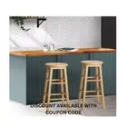 Bar Stools Set of 2 Beech Wood Round Bar Stools Natural Kitchen Nature