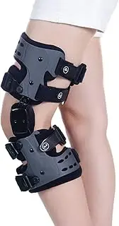 Osteoarthritis Unloader, Hinged Adjustable Knee ROM Brace, Knee Fixation Brace for Bone On Bone Arthritis Pain, Medial or Lateral Compartment Valgus Unloading， Unloader Knee Brace(Left)