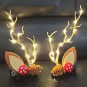 Colorful Light Antler Hair Clip Antler Ears Christmas Hair Clip Headband Women G