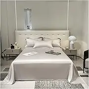 Flat Sheet Only for Twin Queen King Beds Tencel Luxury Bed Top Sheet Cool Silky and Super Soft(Light Gray,180x230cm+48x74cm x2)