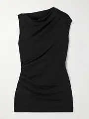 [Brunello Cucinelli] Brunello Cucinelli - Bead-embellished Ruched Stretch-jersey Top - Black - small small Black