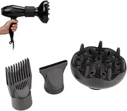 3-Piece Hair Dryer Diffuser Nozzle Set, Plastic Hair Dryer Attachment Dryer Nozzle Comb