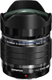 M.Zuiko Digital ED 8 mm F1.8 PRO Lens, Fast Fixed Focal Length, Suitable for All MFT Cameras (Olympus OM-D & Pen Models, Panasonic G Series), Black