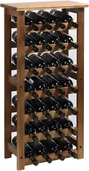 Wooden Wine Rack, 7 Tire Floor Wine Storage Rack, 28 Bottles Holder, Free Standi