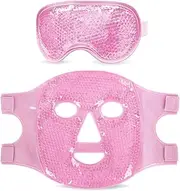 Colding Ice Face Mask and Cooling Eye Mask for Puffy Eyes & Migraine Relief, Gel Eye Mask, Cool Face Masks for Dark Circles, Eye Surgery, Sleeping, Pressure, Headaches, Skin Care (Pink)