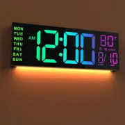 JALL 16" Large Digital Wall Mount Clock, Count down Timer, Alarm, Big LED, 8 RGB