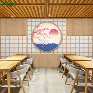 5Cgo 3D日本居酒屋壽司店牆布日式和風木紋背景牆浮世繪日料店裝飾壁紙專業設計師定制t622797668955