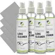 Green Oak Lens Cleaner Spray Kit – Professional Lens Cleaner Spray with Microfiber Cloths – Best for Eyeglasses, Cameras, and Lenses - Safely Cleans Fingerprints, Dust, Oil (8oz 4-Pack)