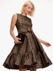 Modern Leopard Brocade Dress